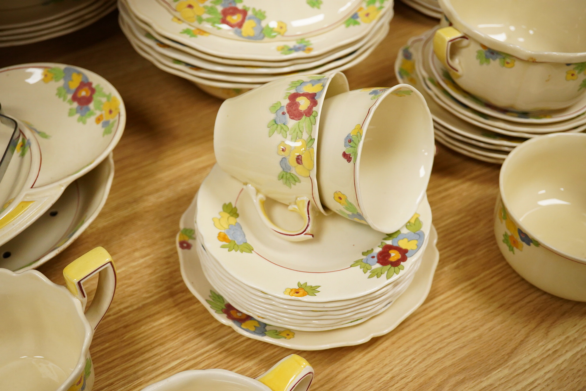 A Royal Doulton Minden part dinner service to include service to include tureens, cups and saucers and jugs